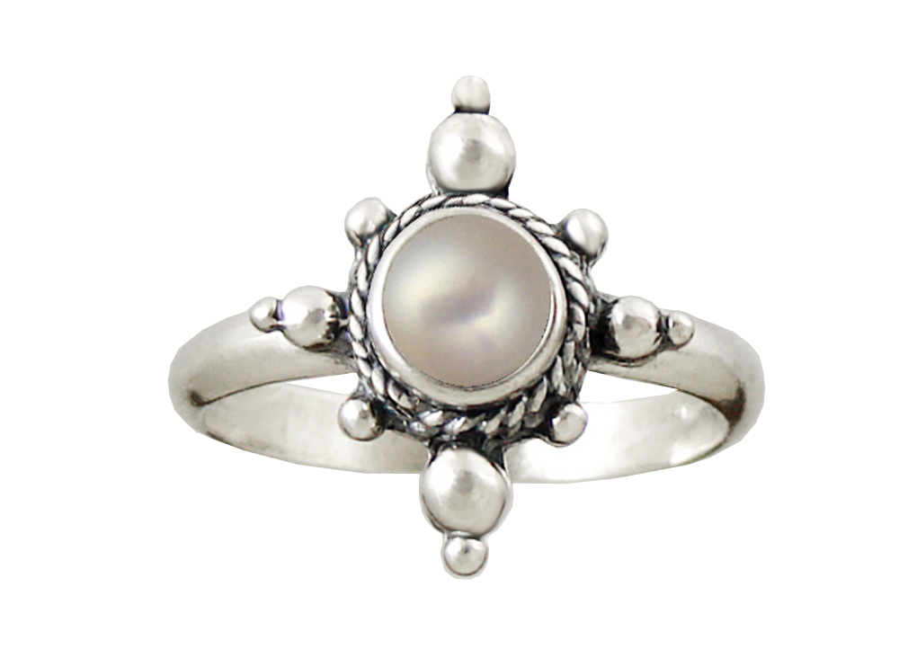 Sterling Silver Gemstone Ring With Cultured Freshwater Pearl Size 5